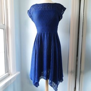 Adrianna Papell Blue Handkerchief Skirt Dress, 4
